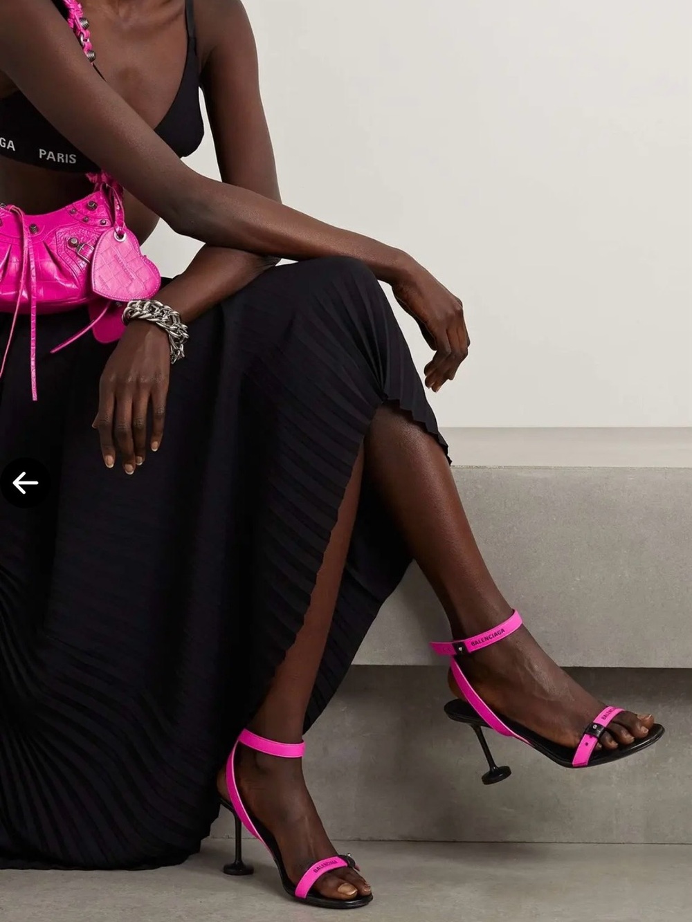 Balenciaga Neon Pink Ankle-Strap Heeled Sandals